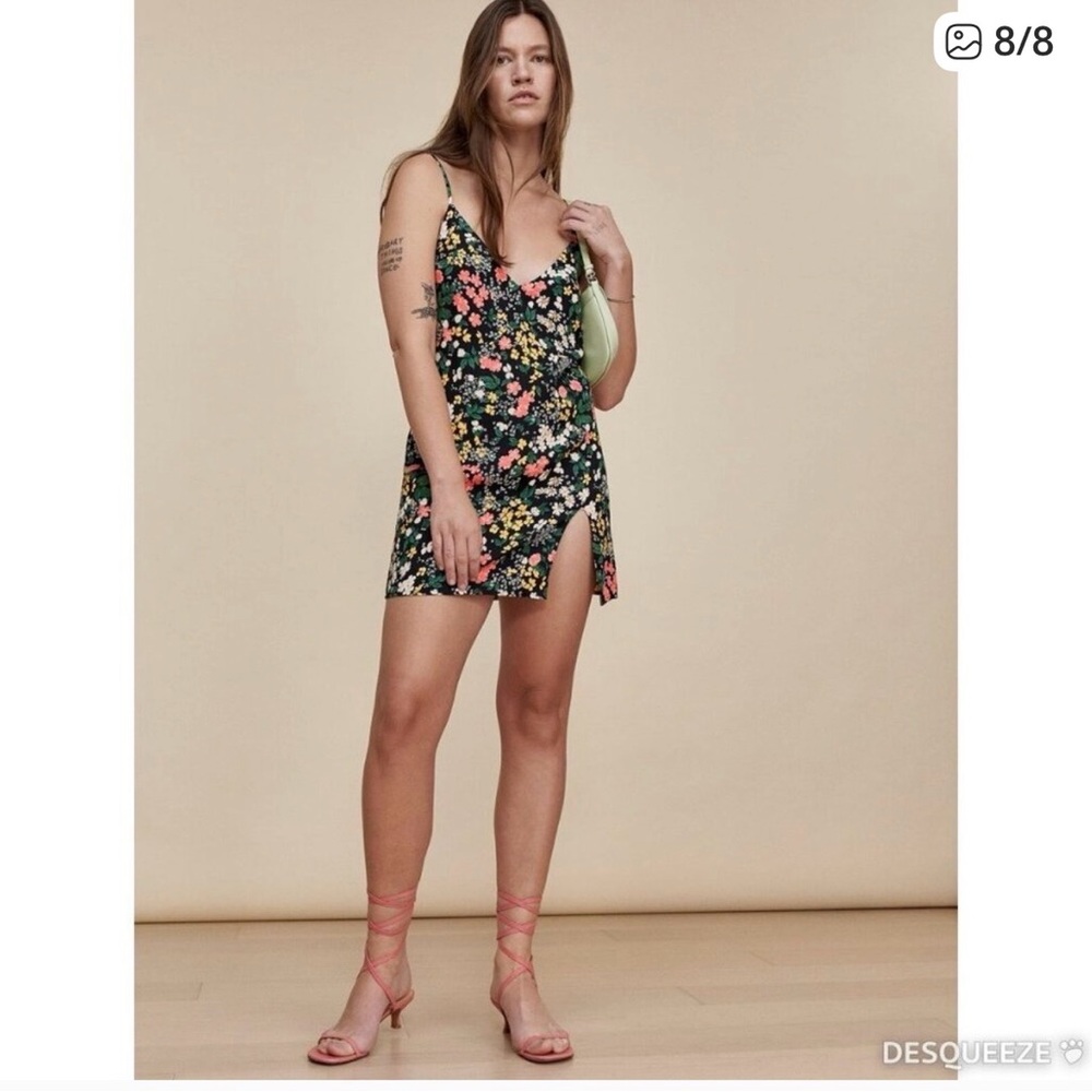Reformation Black Floral Mini Dress